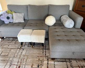 Modern grey sectional couch with lounger
