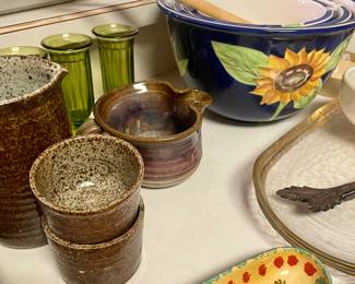 Lots of beautiful serving pieces