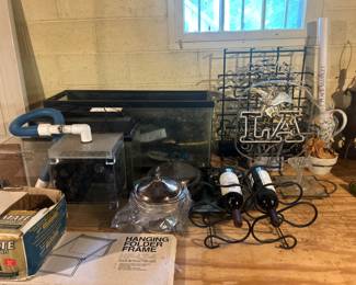 3 fish tanks and 2 working neon signs