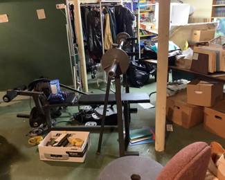 Weights with bench