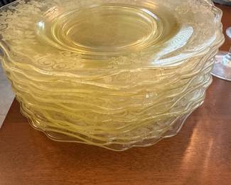 Cambridge Glass Apple Blossom Yellow Salad Plates