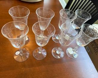 vintage etched floral crystal glasses