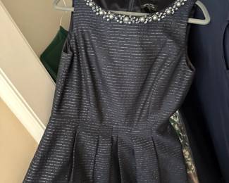 Tahari Black/Silver Dress with beaded neckline
