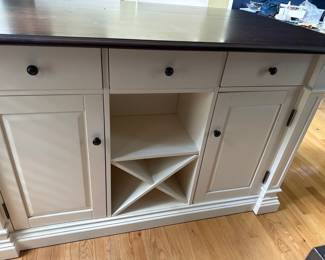 Counter Height Table/Island White Wood with Dark wood top