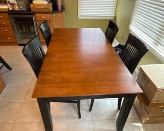 Wood & black dining table and 4 chairs