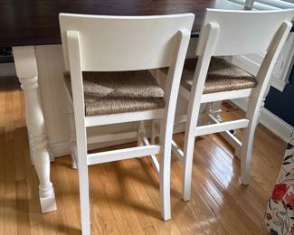Counter Height Table/Island White Wood with Dark wood top with matching counter height stools