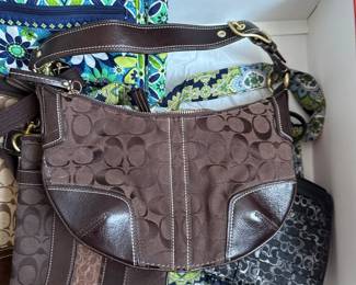 Coach Brown Leather / Signature Shoulder Bag