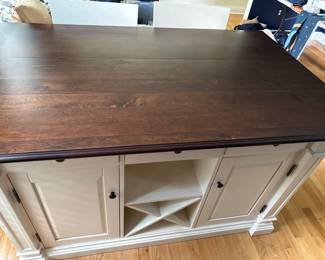 Counter Height Table/Island White Wood with Dark wood top