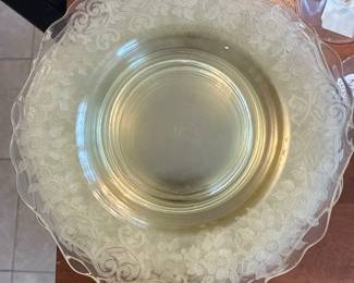 Cambridge Glass Apple Blossom Yellow Salad Plates