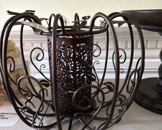 Pumpkin Metal Scroll Pillar Candle Holder