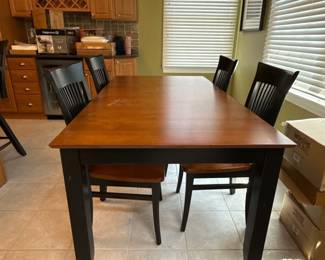 Wood & black dining table and 4 chairs