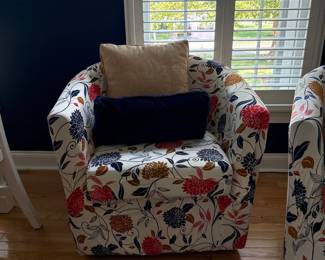 Floral upholstered accent club chairs
