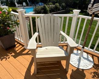 white wooden Adirondack chair