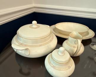 Royal Daulton Cassandra Vegetable Tureen, Sugar, Creamer