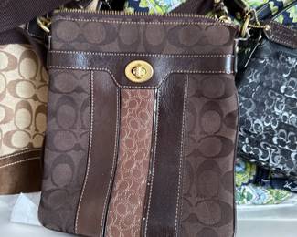Coach Brown Leather Signature Crossbody