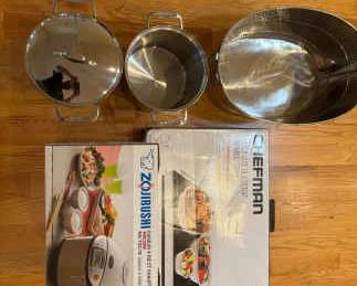 Zojirushi Rice Cooker Warmer, Chefman Family Size Glasstop Warming Tray Assorted Metal Pots