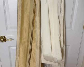 Two Sets Of PinchPleated Curtains In Ivory And Gold