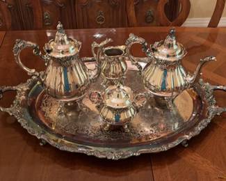 005 Baroque By Wallace 5PC Silver Plated Tea Coffee Set