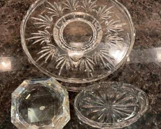 Vintage Crystal Ashtray 2PC, Vintage Crystal Service Tray Vintage Crystal Serving Platter