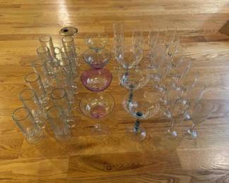 Glassware Set Of Footed Mugs, Martini Glasses, Cocktail Glasses, And Champaign Glasses
