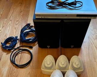Set Of 2 Bowers Wilkins DM600 Bookshelf Speakers, 5 Mirage Nano Speakers Toshiba DVD Player