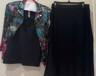 Alberto Makali Blouse, Lafayette Black Under Shirt, Ming Wang Skirt