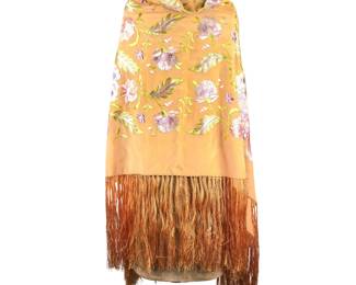 Colorful Silk Shawl with Embroidery
