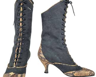 Vintage Peter Scott Canvas Heeled Boots Italy
