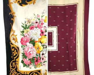 Christian Dior And Erre Silk Scarves Made In Italy