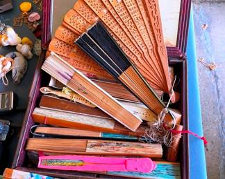 A collection of antique/vintage fans! The box is cool too!