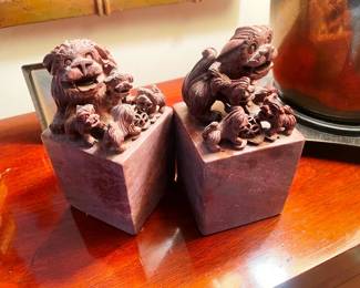 Carved soap stone book ends!