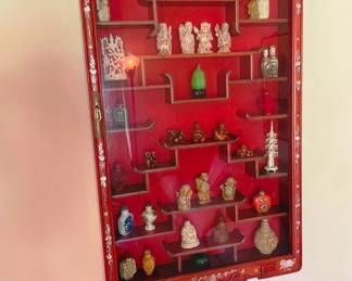 Antique Asian wall cabinet with collectibles!