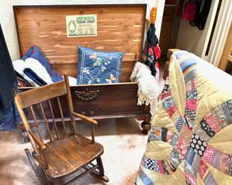 Vintage Continental Cedar Chest, Child's Rocker
