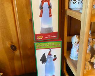 Cracker Barrel Light up Snowman and Santa