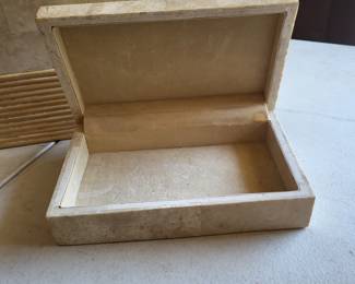 Mid 20th Century Vintage Renoir Designs Travertine Stone Jewelry Box - Trinket Box
