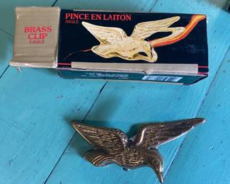 Mid-Century Large heavy Brass Spring Figurine Paperclip - Letter Clip Duck Bird decor