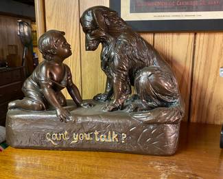 Dog & Child Figurine Based on Statue by G. Ferrad