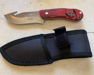Bald Eagle Fixed Blade Gut Hook Camping Knife With Sheath