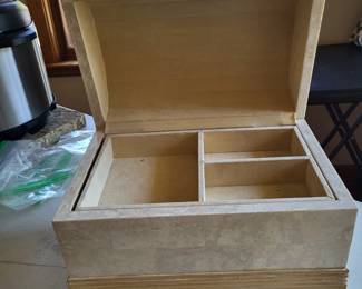 Mid 20th Century Vintage Renoir Designs Travertine Stone Jewelry Box - Trinket Box