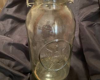 12" Ball Ideal Mason Jar with Eagle & Star - Bale Wire Glass Top