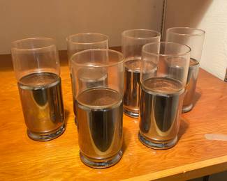 Vintage MCM/Art Deco Bar Glasses with Chrome holders