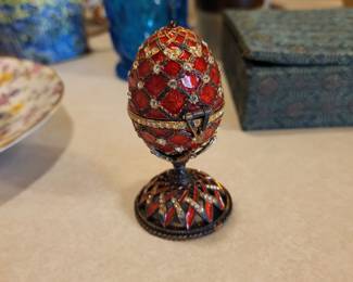 Red Enamel Egg, when latch opens it reveals a surprise of a carriage