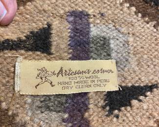 Folk Art Peru Rug - 100% wool hand made in Peru