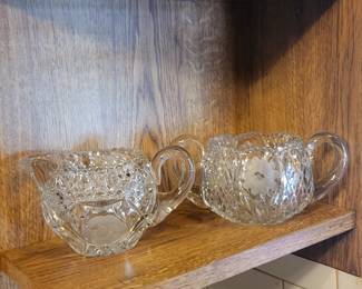 Sugar & creamer heavy glass set