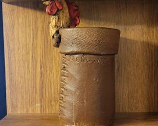 POTTERY CHICKEN UTENCIL HOLDER