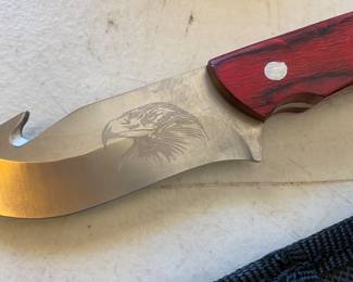 Bald Eagle Fixed Blade Gut Hook Camping Knife With Sheath