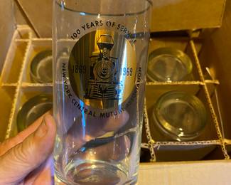 Vintage 100 Years 1869-1969 New York Central Mutual Association Drinking Glasses - NEW still in Box