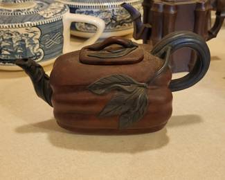 Antique Chinese Xixing Purple Clay teapot - specifically one known for its "Cabbage & Caterpillar" design