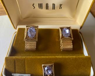 Vintage Swank June Alexandrite Cuff Links
