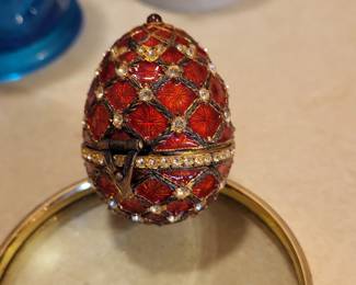 Red Enamel Egg, when latch opens it reveals a surprise of a carriage